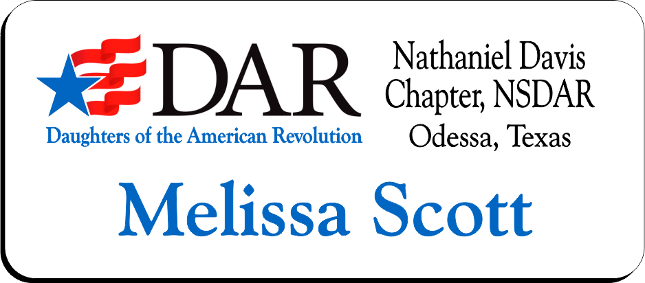 Nathaniel Davis Chapter NSDAR Name Badge - White w/ Color