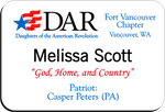 Load image into Gallery viewer, Fort Vancouver Chapter - NSDAR Name Badge - White w/ Color
