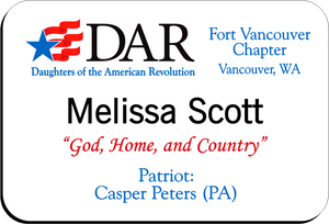 Fort Vancouver Chapter - NSDAR Name Badge - White w/ Color
