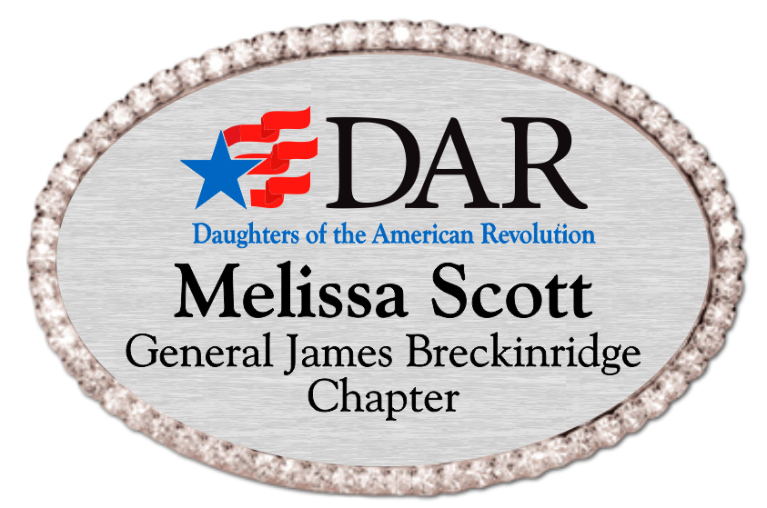 General James Breckinridge Chapter NSDAR Name Badge - White w/ Color