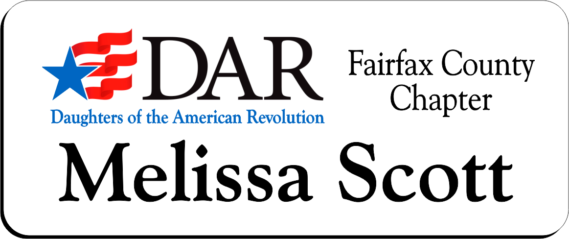 Fairfax County Chapter NSDAR Name Badge - White w/ Color
