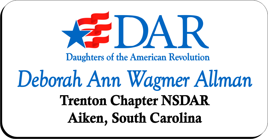 Trenton Chapter NSDAR Name Badge - White w/ Color