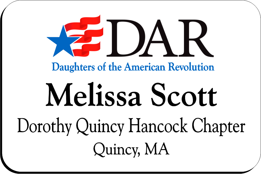 Dorothy Quincy Hancock Chapter - Name Badge - White w/ Color