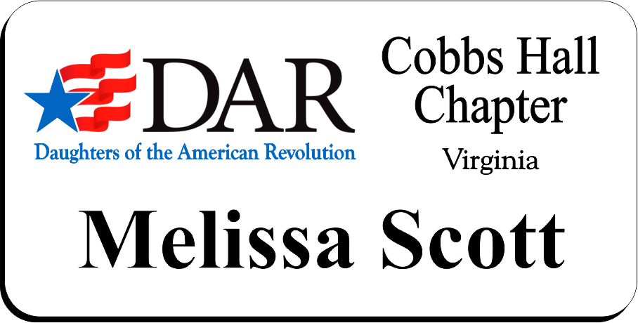 Cobbs Hall Chapter NSDAR Name Badge - White w/ Color