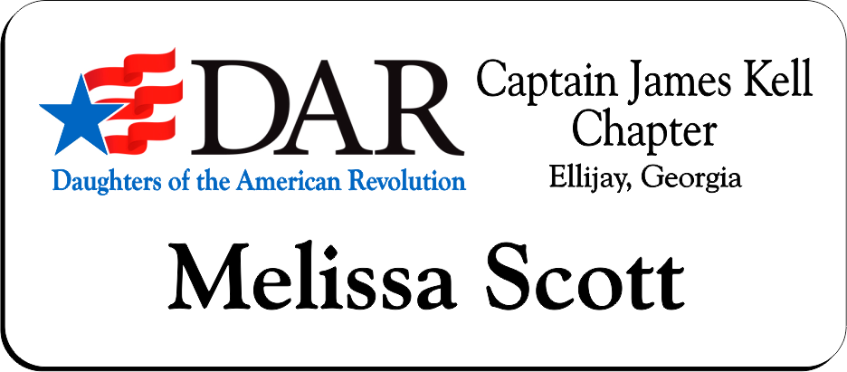 Captain James Kell Chapter NSDAR Name Badge - White w/ Color