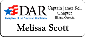 Captain James Kell Chapter NSDAR Name Badge - White w/ Color