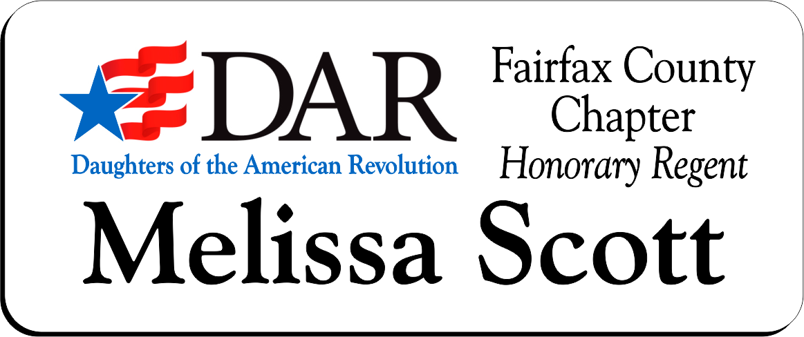 Fairfax County Chapter NSDAR Name Badge - White w/ Color