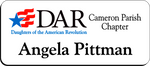 Load image into Gallery viewer, Cameron Parish Chapter NSDAR Name Badge - White w/ Color
