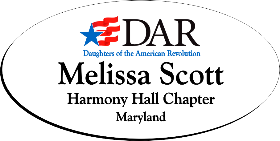 Harmony Hall Chapter NSDAR Name Badge - White w/ Color