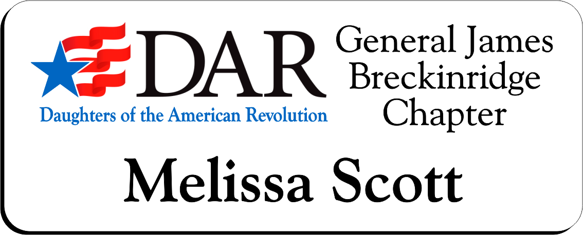 General James Breckinridge Chapter NSDAR Name Badge - White w/ Color