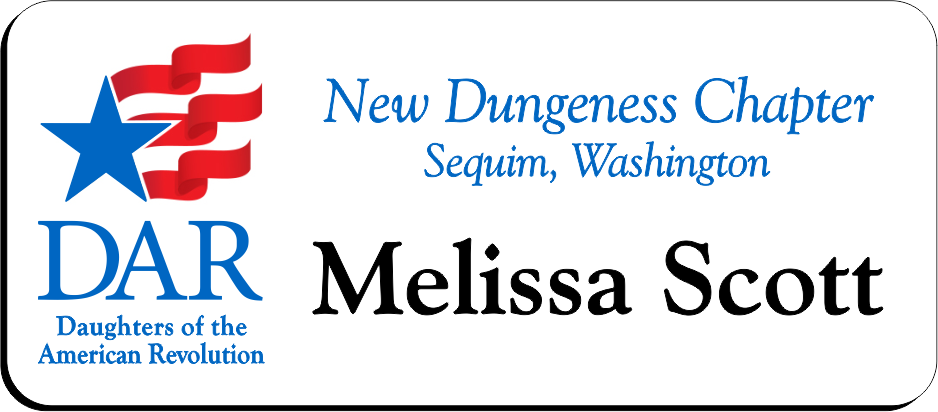 New Dungeness Chapter NSDAR Name Badge - White w/ Color