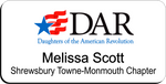 Load image into Gallery viewer, Shrewsbury Towne-Monmouth Chapter NSDAR Name Badge - White w/ Color

