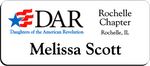 Load image into Gallery viewer, Rochelle Chapter NSDAR Name Badge - White w/ Color
