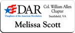 Load image into Gallery viewer, Col. William Allen Chapter NSDAR Name Badge - White w/ Color
