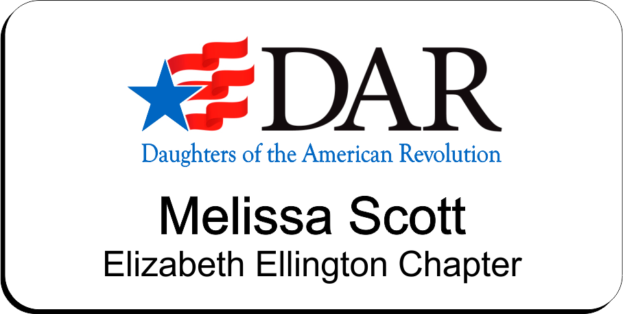 Elizabeth Ellington Chapter NSDAR Name Badge - White w/ Color