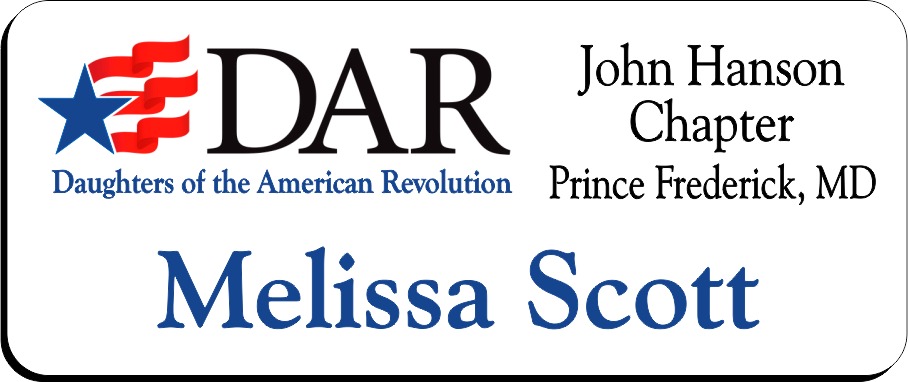 John Hanson Chapter - NSDAR Name Badge - White w/ Color