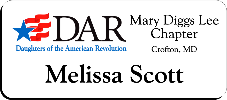 Mary Diggs Lee Chapter NSDAR Name Badge - White w/ Color