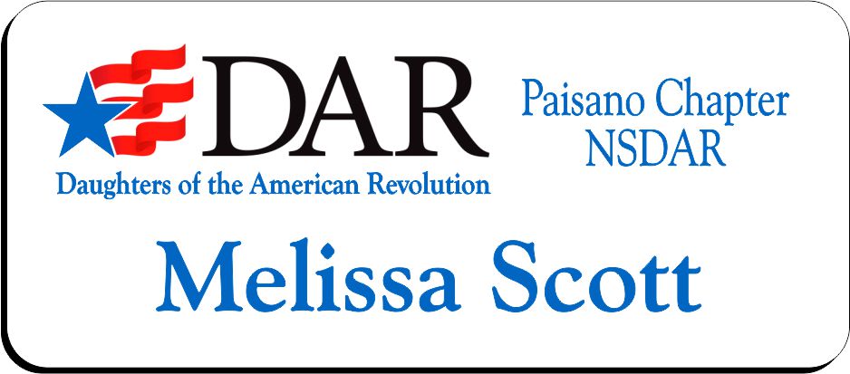 Paisano Chapter NSDAR Name Badge - White w/ Color