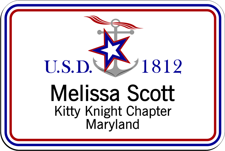 U.S.D. 1812 Kitty Knight Chapter - Name Badge - White w/ Color