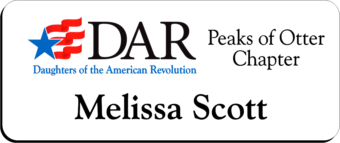 Peaks of Otter Chapter NSDAR Name Badge - White w/ Color