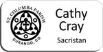Load image into Gallery viewer, St. Columba Parish Name Badge - White w/ Black Letters
