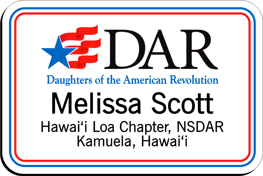 Hawai'i Loa Chapter - NSDAR Name Badge - White w/ Color