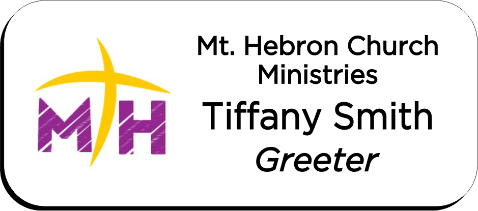 Mt. Hebron Church Ministries Name Badge - White w/ Color