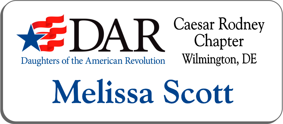 Caesar Rodney Chapter NSDAR Name Badge - White w/ Color