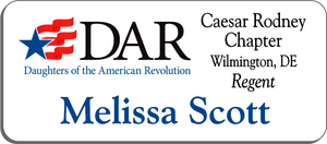 Caesar Rodney Chapter NSDAR Name Badge - White w/ Color