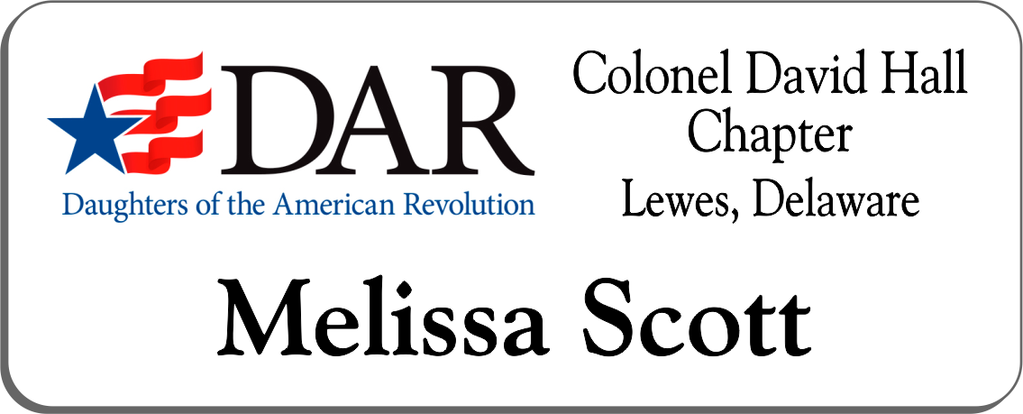 Colonel David Hall Chapter NSDAR Name Badge - White w/ Color