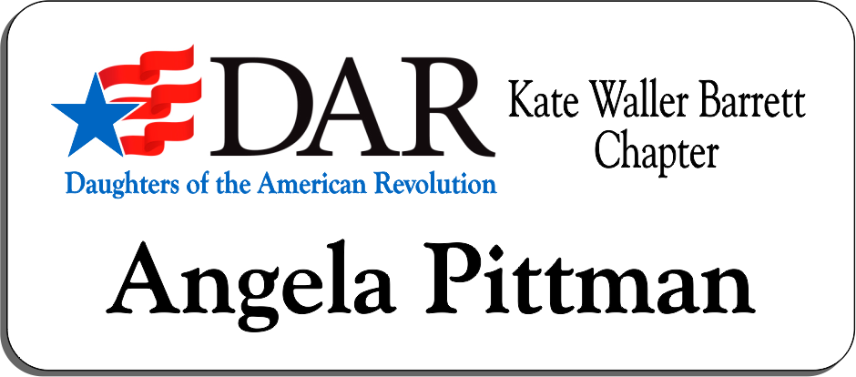 Kate Waller Barrett Chapter NSDAR Name Badge - White w/ Color