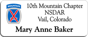 10th Mountain Chapter NSDAR Name Badge - White w/ Color