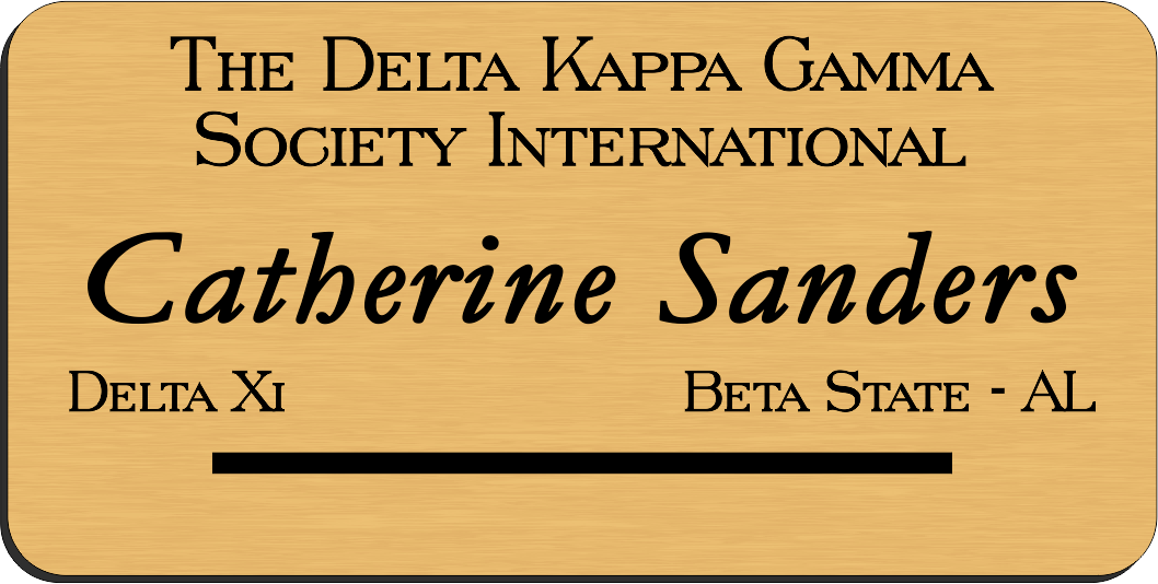 The Delta Kappa Gamma Society International Name Badge - Gold w/ Black Letters
