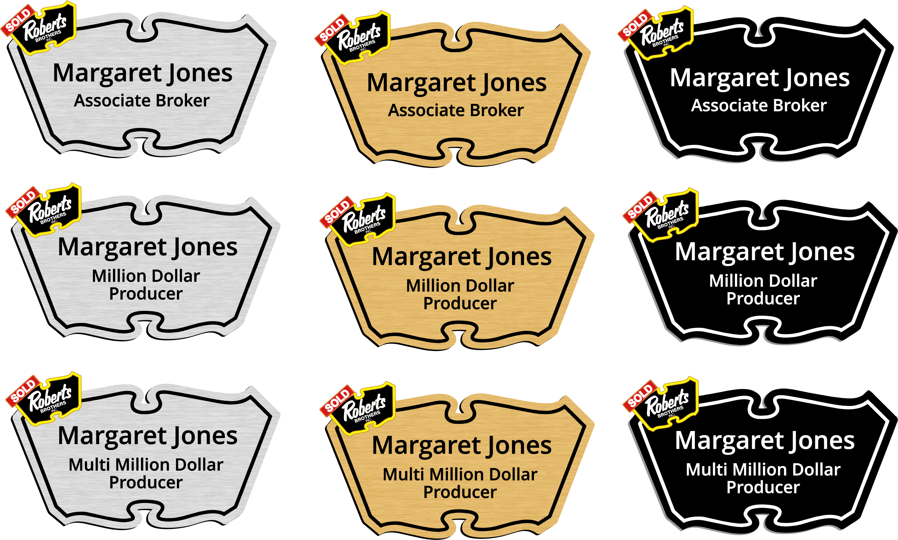 Roberts Brothers Name Badges - Logo Shaped