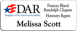 Frances Bland Randolph Chapter NSDAR Name Badge - White w/ Color