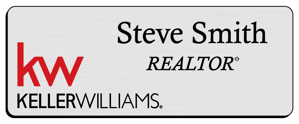 Keller Williams Name Badge - Silver w/ Color