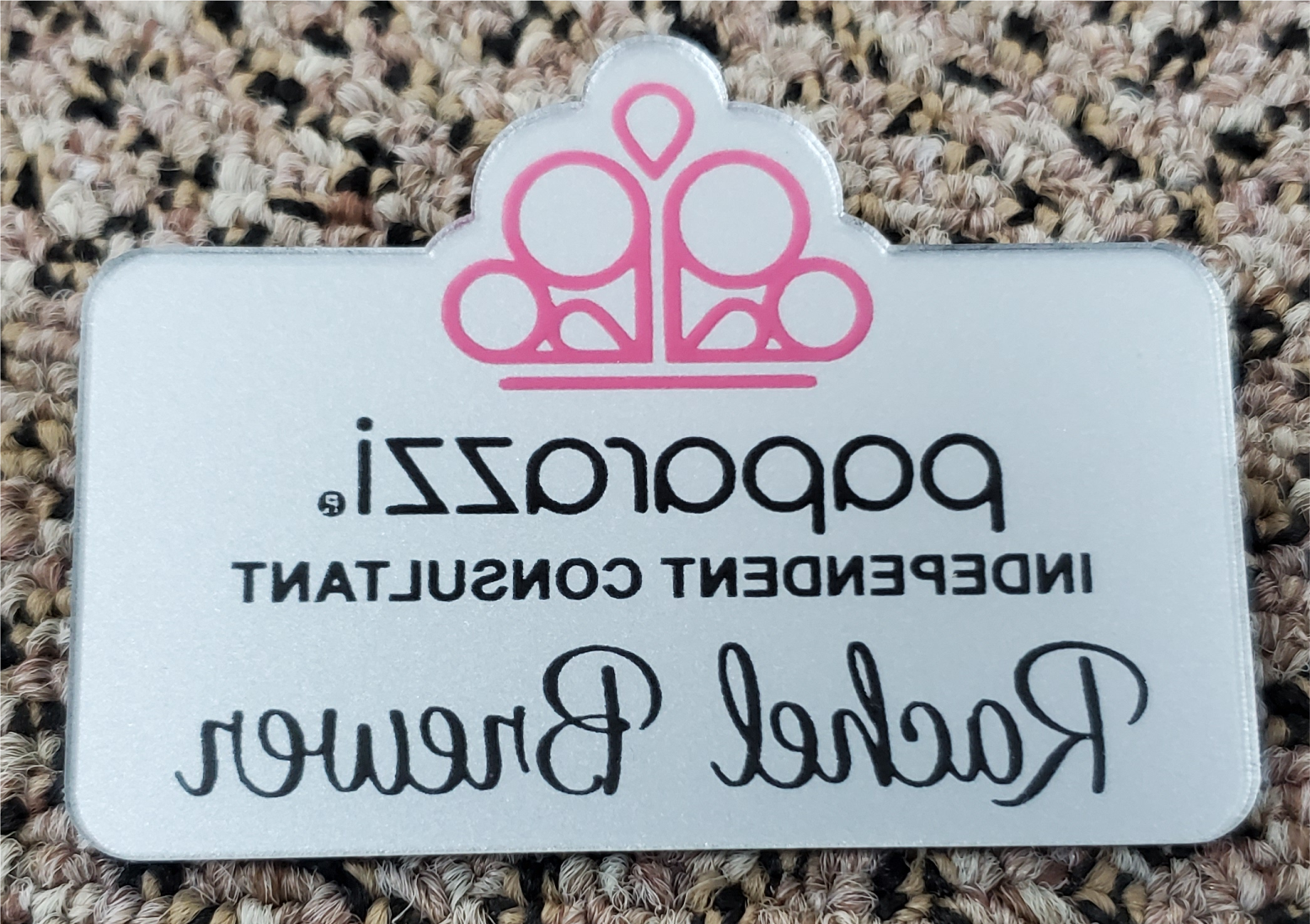 Paparazzi Name Badge - Silver w/ Color MIRRORED for Social Media