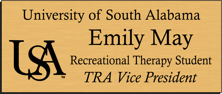 University of South Alabama Recreational Therapy Student Name Badge