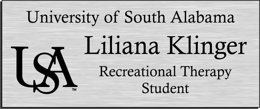 University of South Alabama Recreational Therapy Student Name Badge