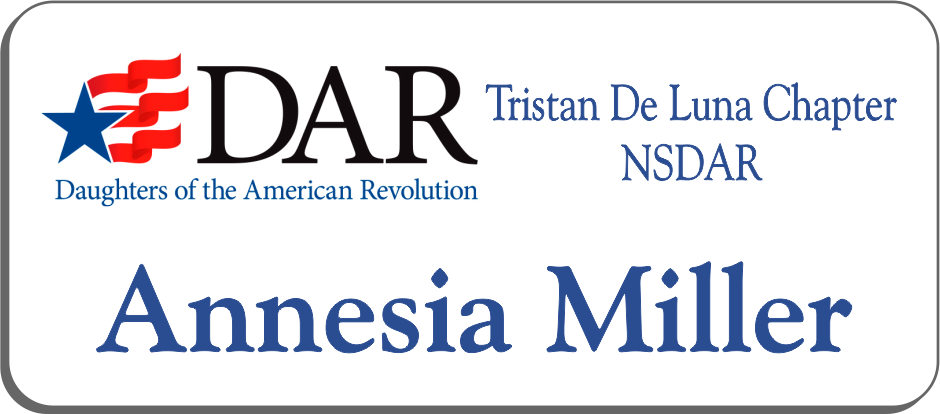 Tristan De Luna Chapter NSDAR Name Badge - White w/ Color