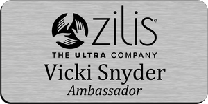 Zilis Name Badge - Silver w/ Black Letters