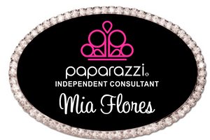 Bling Paparazzi Oval Name Badge  - Black w/ Color