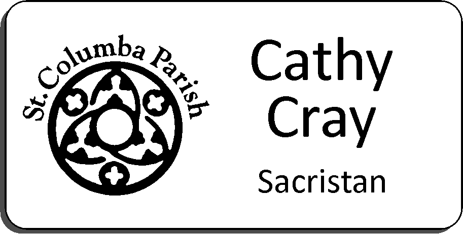 St. Columba Parish Name Badge - White w/ Black Letters
