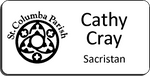 Load image into Gallery viewer, St. Columba Parish Name Badge - White w/ Black Letters
