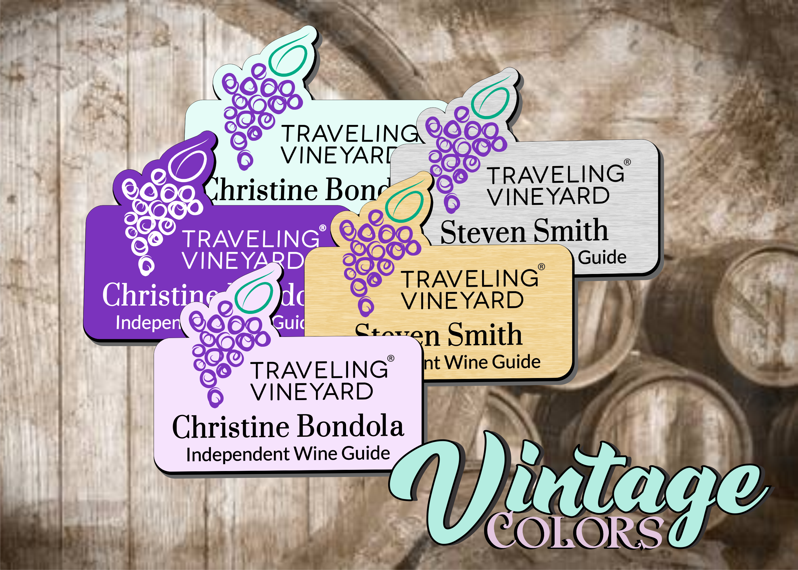 Traveling Vineyard Name Badge Tag Me Badges