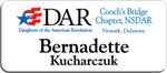 Load image into Gallery viewer, Cooch&#39;s Bridge Chapter NSDAR Name Badge - White w/ Color

